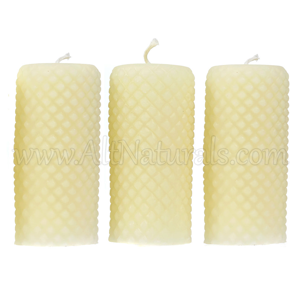 Diamond Accent Pillar Candles with 100% Pure Beeswax - Pack of 3