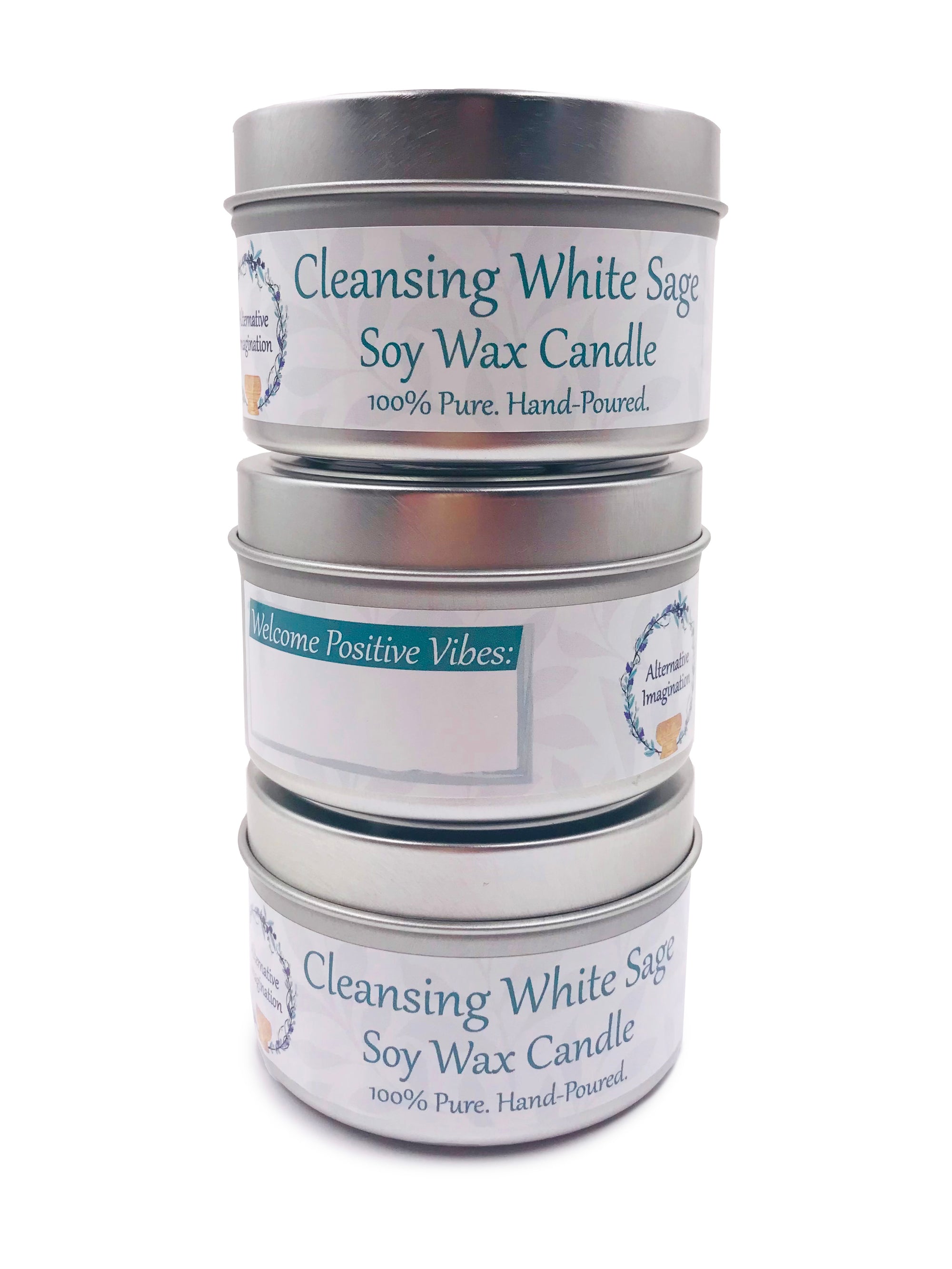 Cleansing White Sage Soy Candles - Pack of 3, 4 Ounce Candles