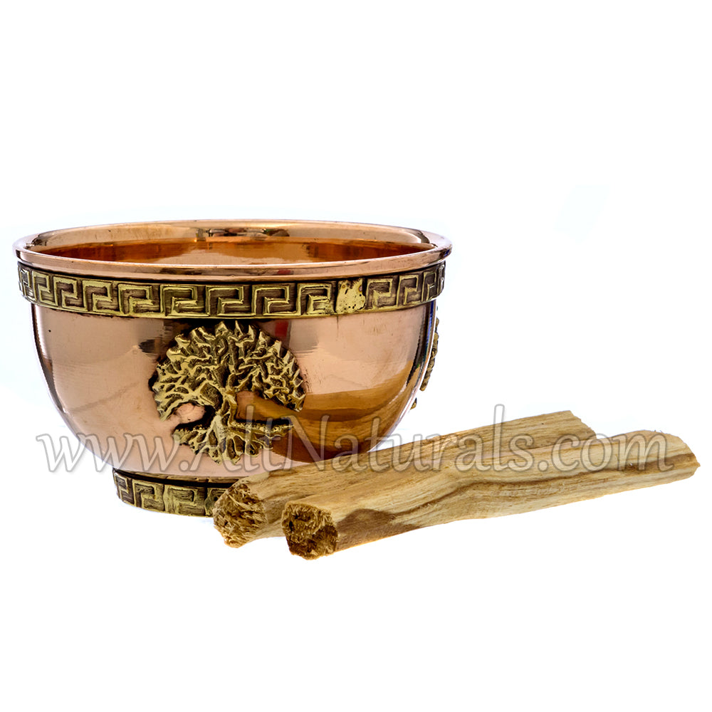 Tree of Life Copper Offering Bowl with Palo Santo